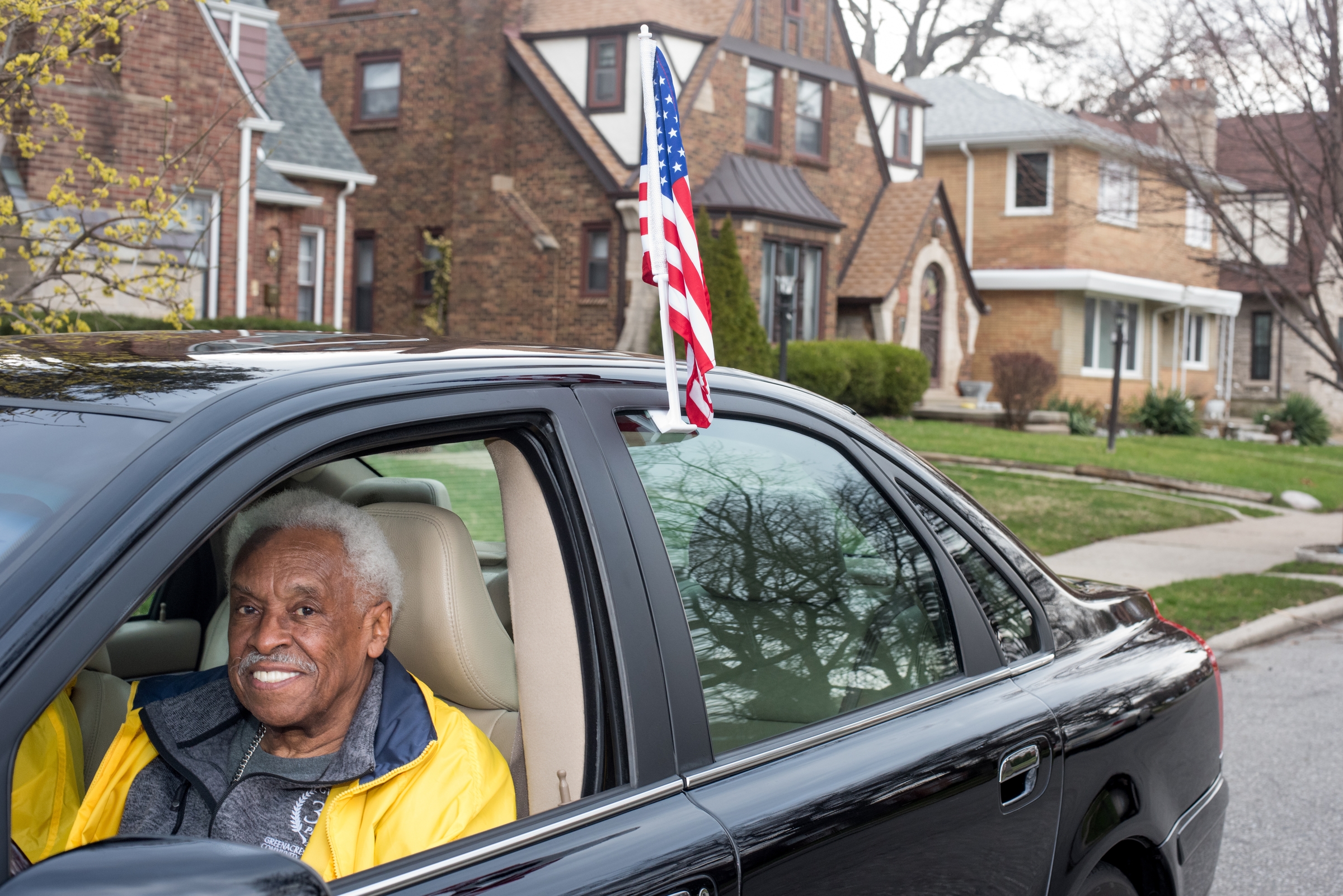 President of Green Acres Radio Patrol James Ward, Jr. on Shrewsbury Road in Detroit.